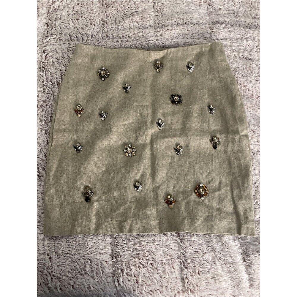 Ann Taylor Beige Mini Skirt with Embellishments